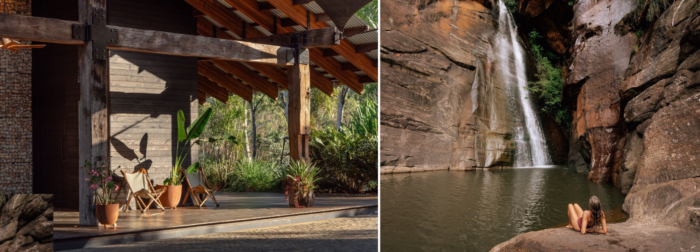 Tropical surroundings and private waterfall swimming during a luxury escape at Mount Mulligan Lodge, Australia